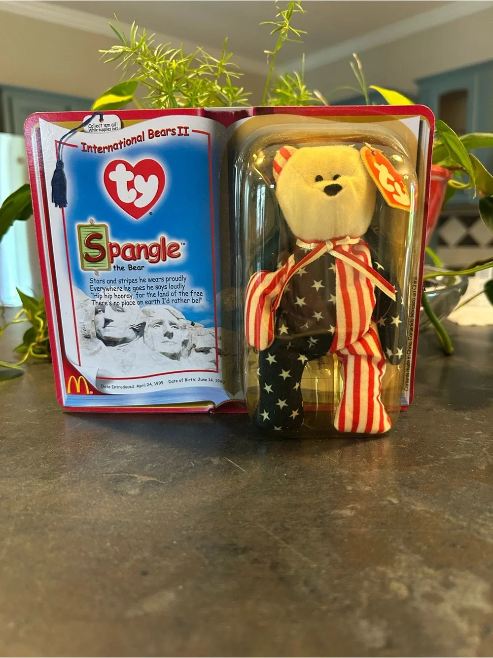 Beanie Baby Spangle the Bear American Flag, McDonald's Bear Collection NIB, 1999